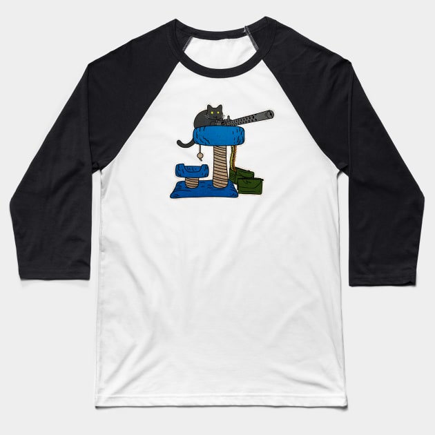 Cat Tower Defense Baseball T-Shirt by CCDesign